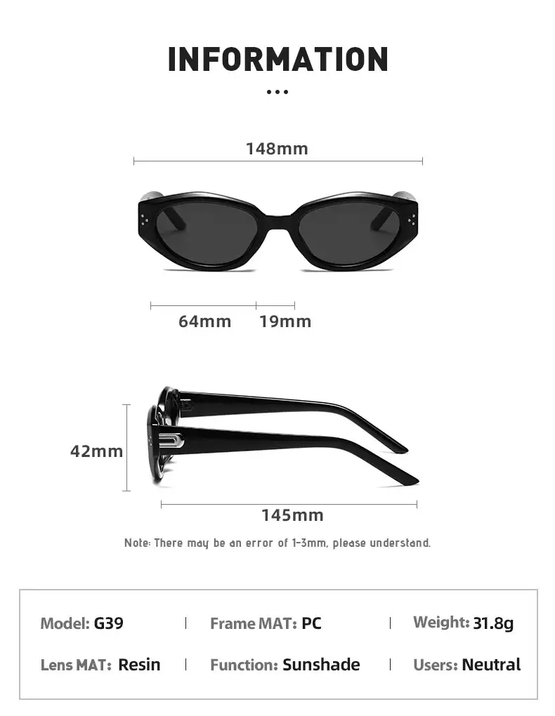 Korean Style Cat's Eye Sunglasses Black UV Resistant — feature 11