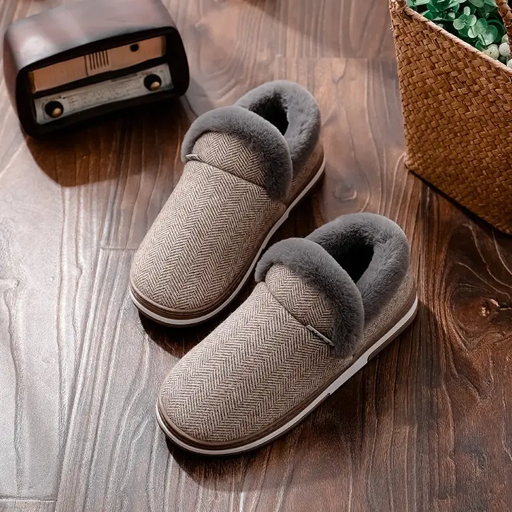 Men's Cotton Slippers Winter New Indoor Home Use Warm Thick-Soled Non-Slip Home Elderly Bag Heel Plush Cotton Shoes - Image 6