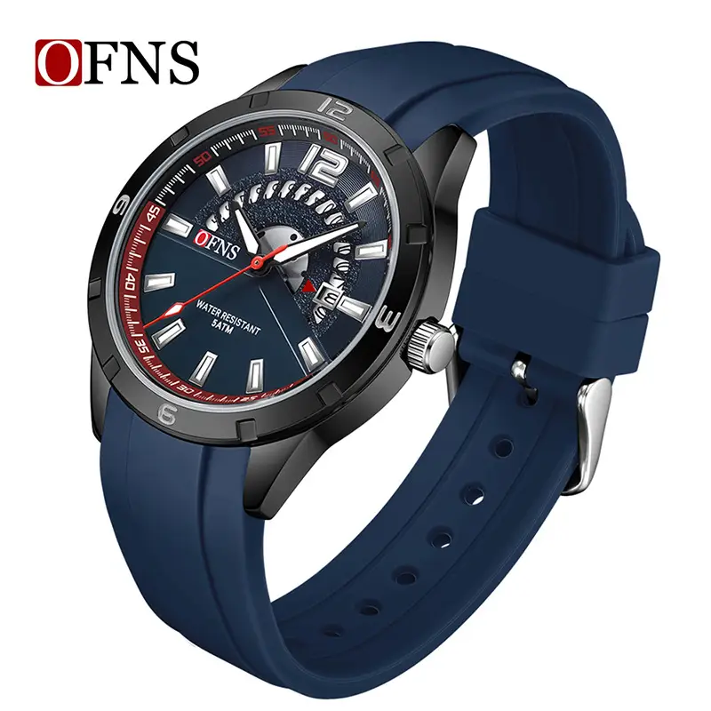 OFNS Black Waterproof Men's Quartz Watch with Calendar - Image 6