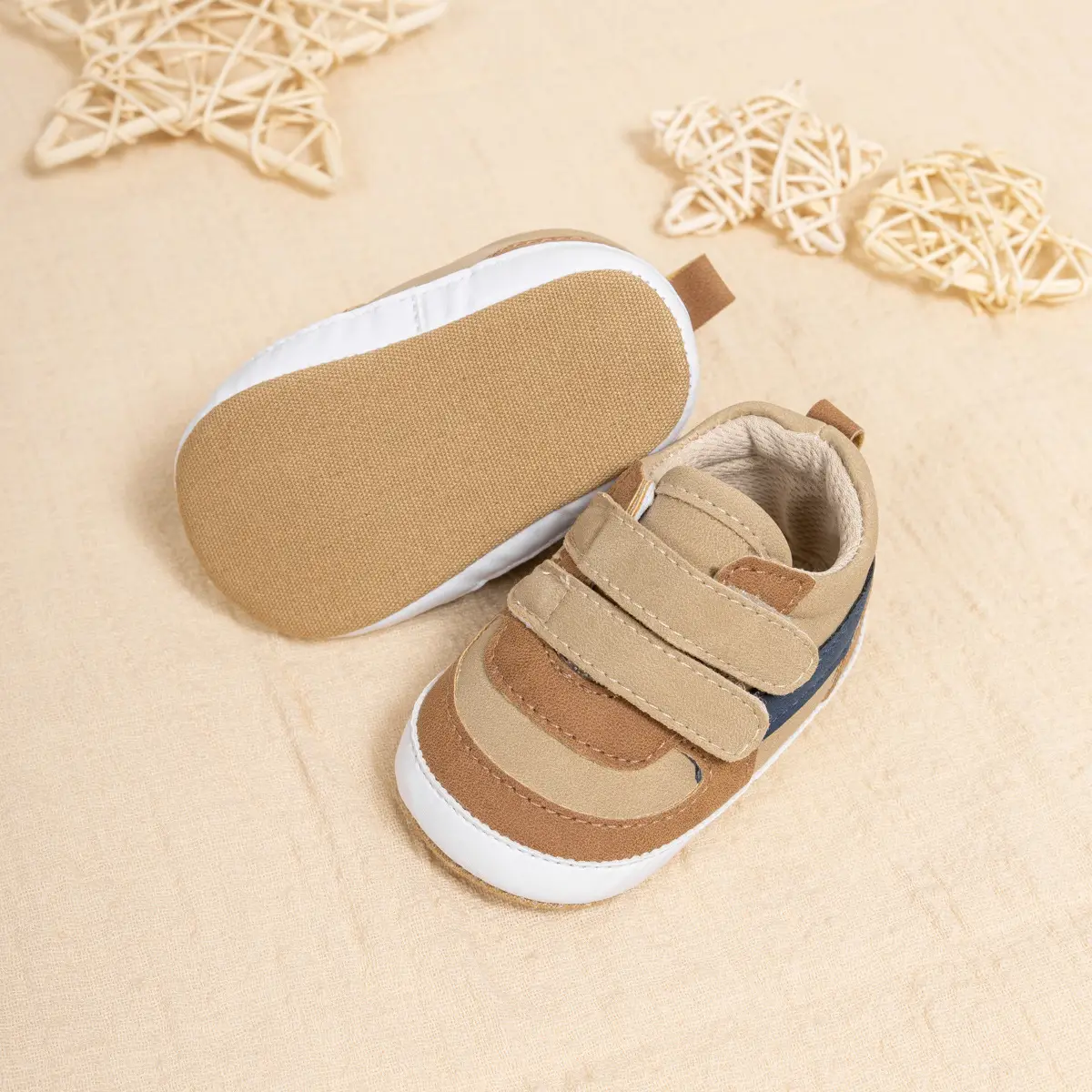 2025 Baby Velcro Shoes for Toddlers Brown Blue