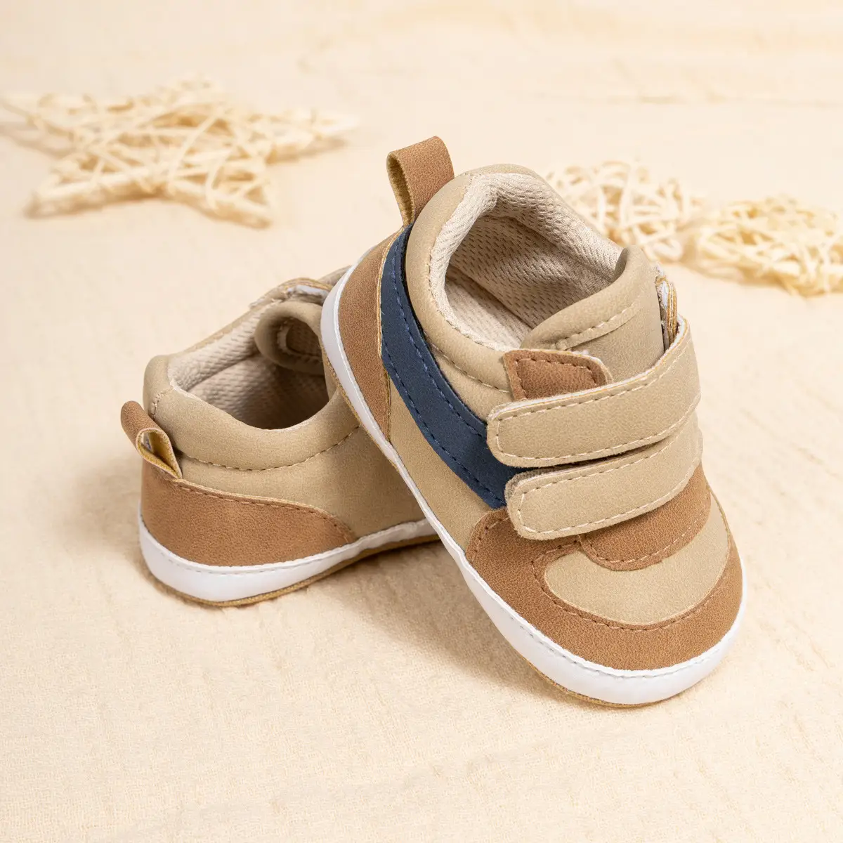 2025 Baby Velcro Shoes for Toddlers Brown Blue