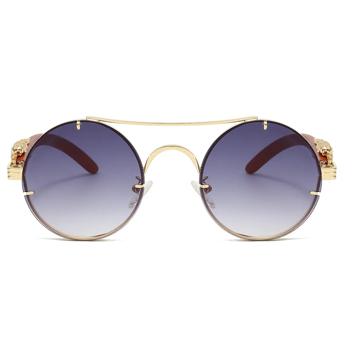 European & American Retro Double Bridge Leopard Head Cross-Border Sunglasses for Men Women
