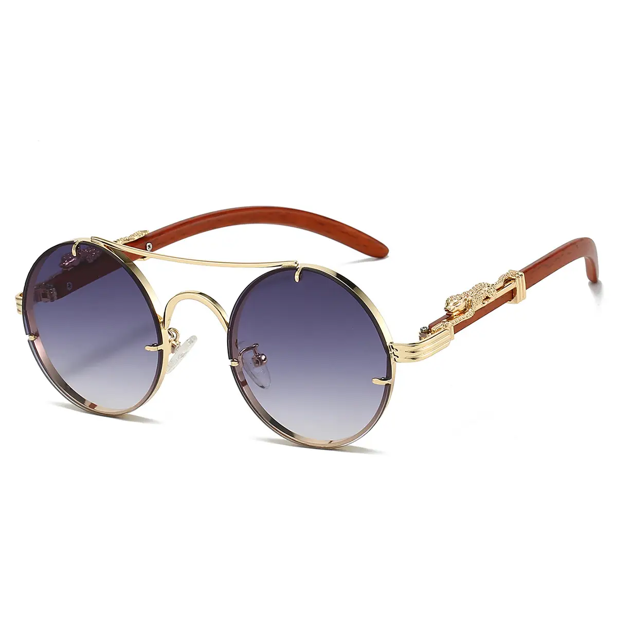 European & American Retro Double Bridge Leopard Head Cross-Border Sunglasses for Men Women