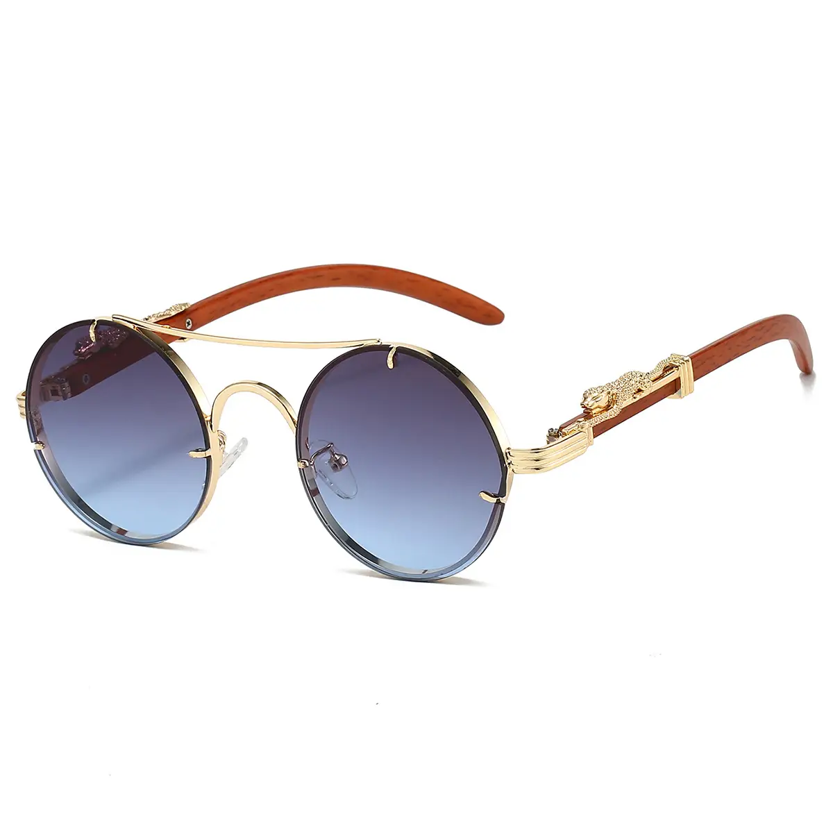 European & American Retro Double Bridge Leopard Head Cross-Border Sunglasses for Men Women — feature 10