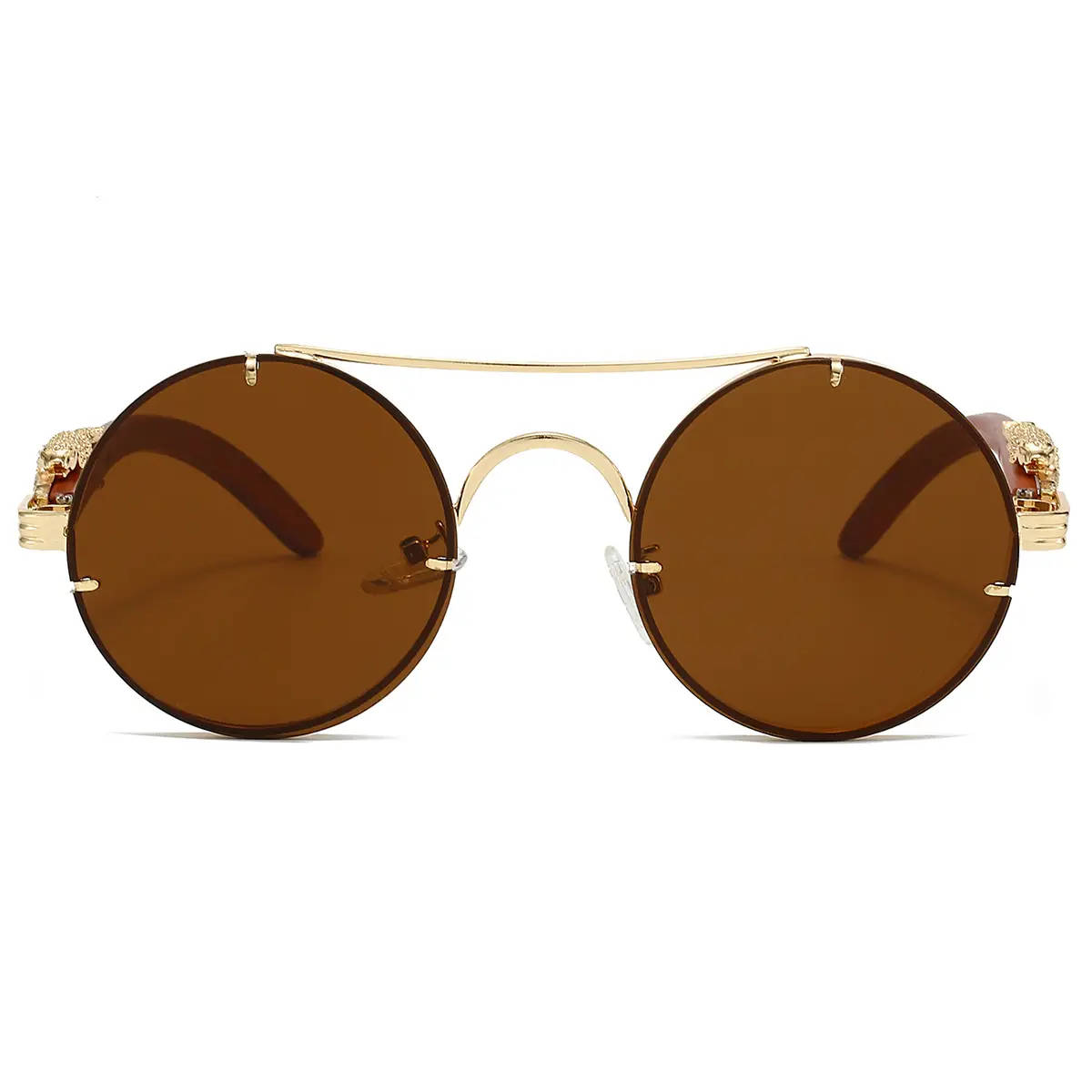 European & American Retro Double Bridge Leopard Head Cross-Border Sunglasses for Men Women — feature 11
