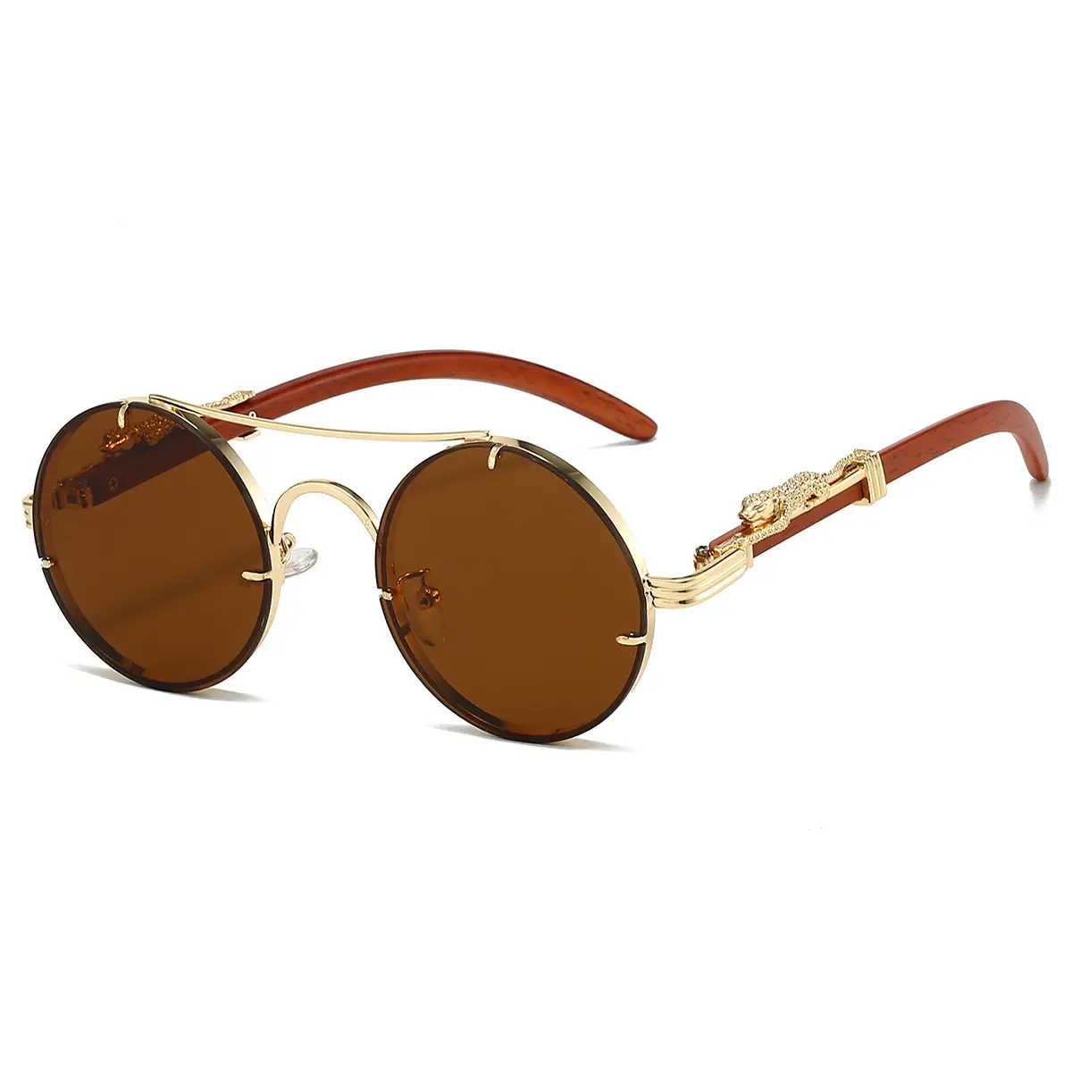 European & American Retro Double Bridge Leopard Head Cross-Border Sunglasses for Men Women — feature 12