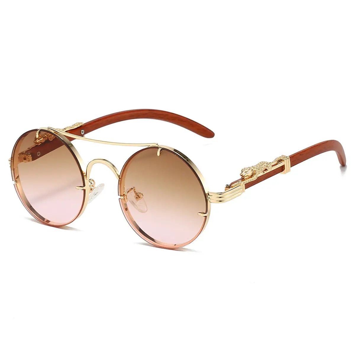 European & American Retro Double Bridge Leopard Head Cross-Border Sunglasses for Men Women — feature 14