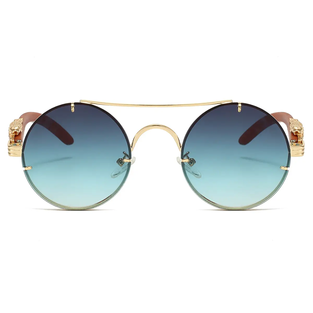 European & American Retro Double Bridge Leopard Head Cross-Border Sunglasses for Men Women — feature 15