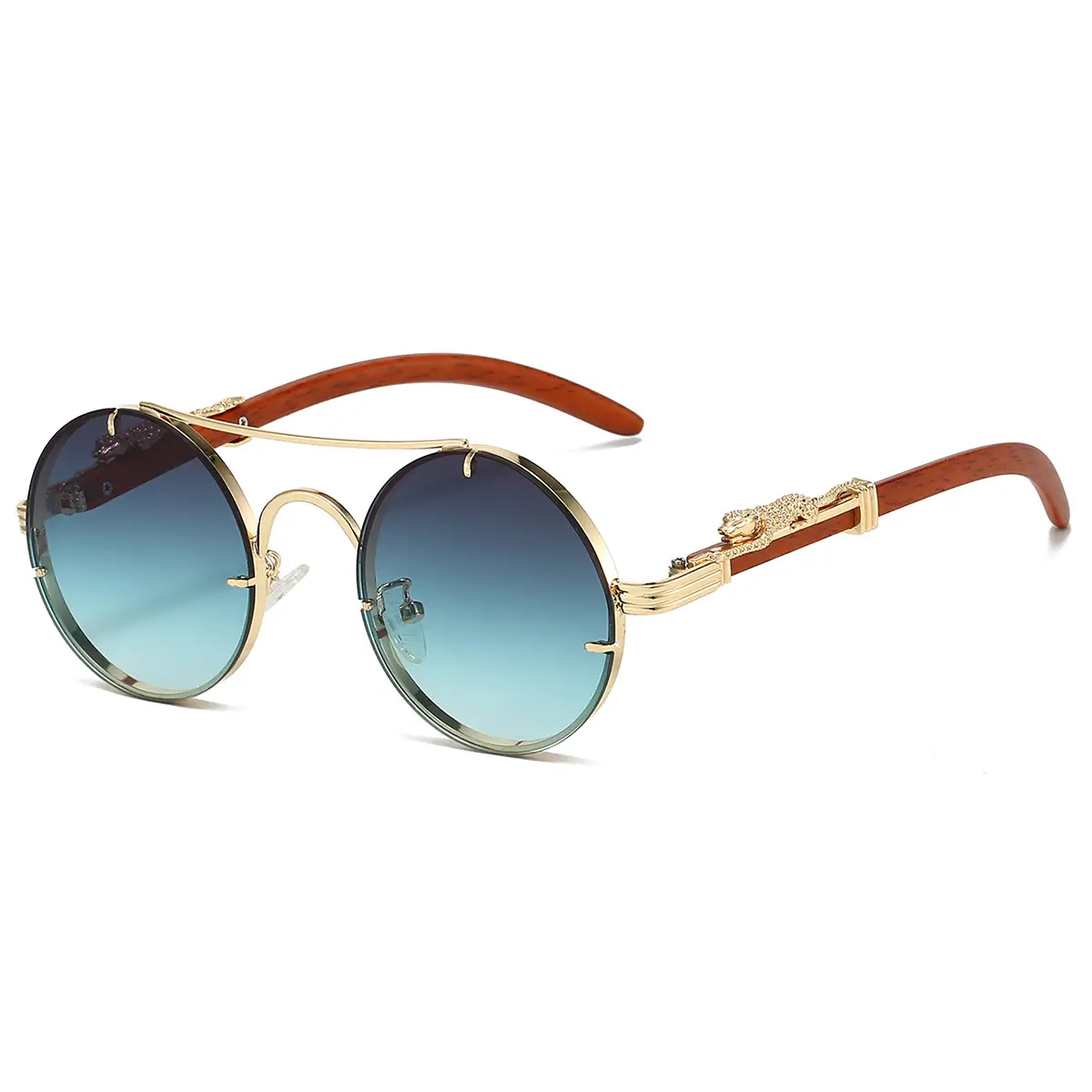 European & American Retro Double Bridge Leopard Head Cross-Border Sunglasses for Men Women — feature 16