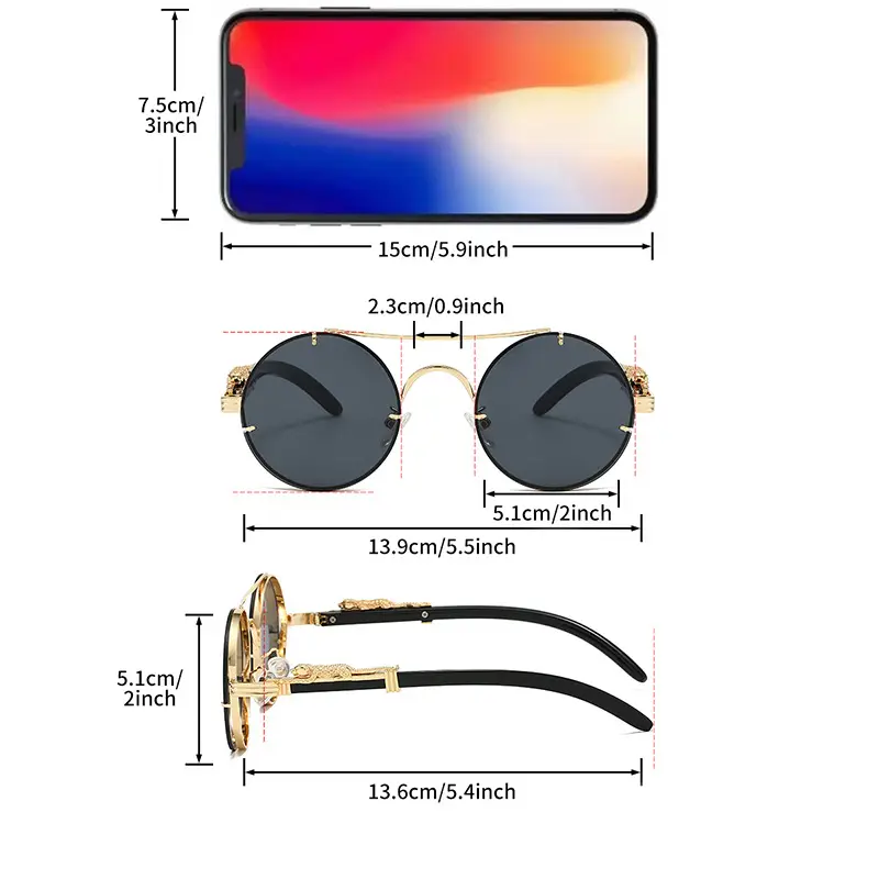European & American Retro Double Bridge Leopard Head Cross-Border Sunglasses for Men Women — feature 6