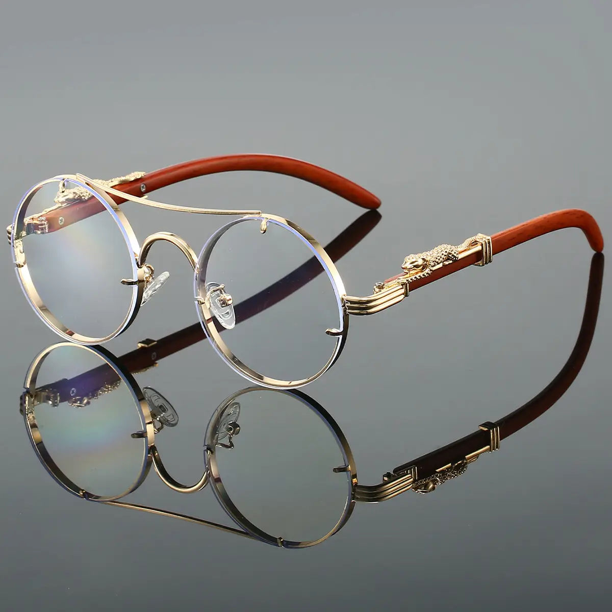 European & American Retro Double Bridge Leopard Head Cross-Border Sunglasses for Men Women