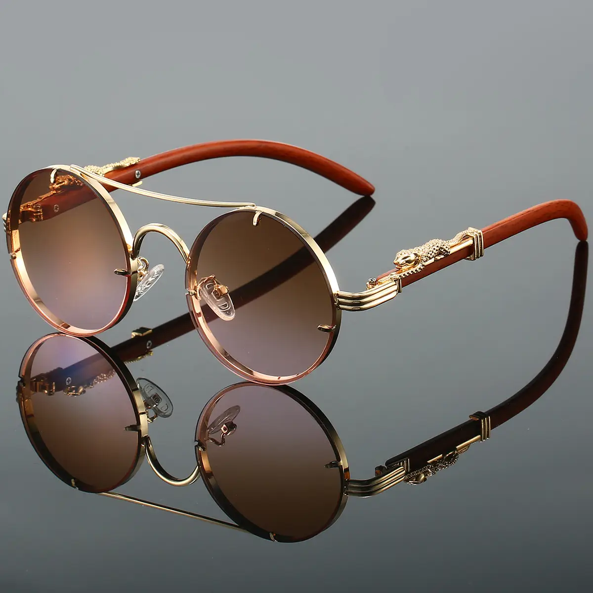 European & American Retro Double Bridge Leopard Head Cross-Border Sunglasses for Men Women