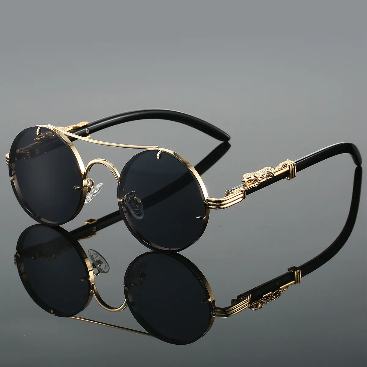 European & American Retro Double Bridge Leopard Head Cross-Border Sunglasses for Men Women