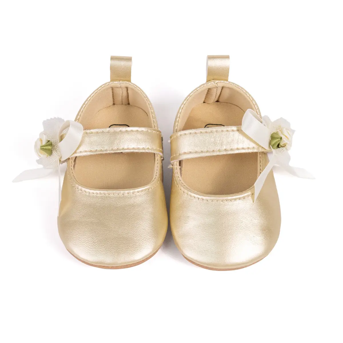 Princess Baby Shoes Gold Side Bow Velcro Non-Slip