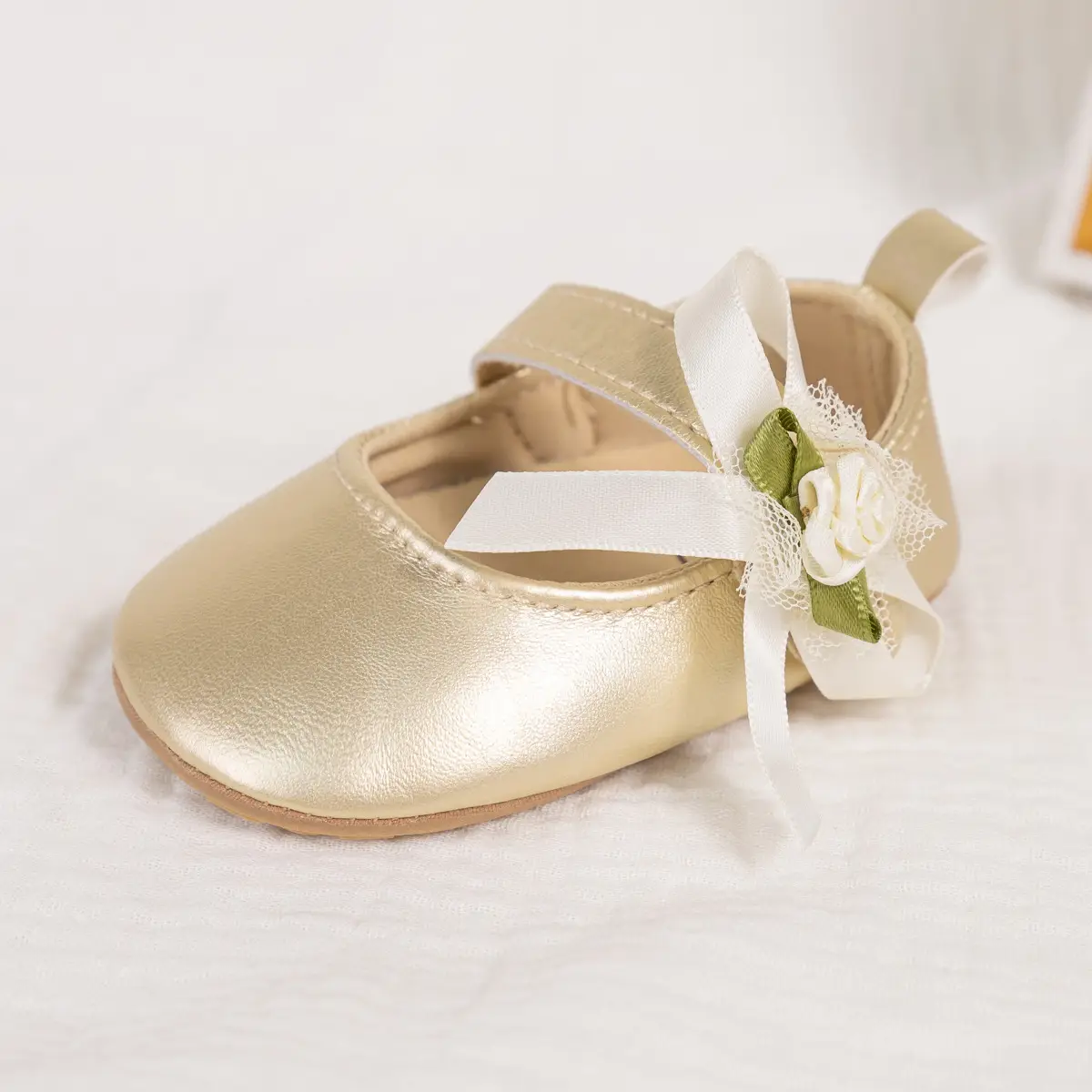 Princess Baby Shoes Gold Side Bow Velcro Non-Slip — feature 11