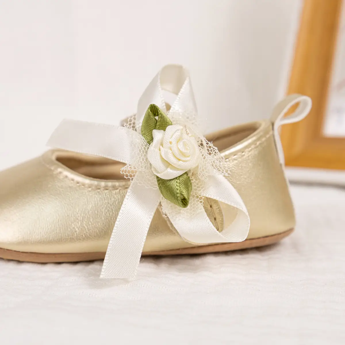 Princess Baby Shoes Gold Side Bow Velcro Non-Slip — feature 13