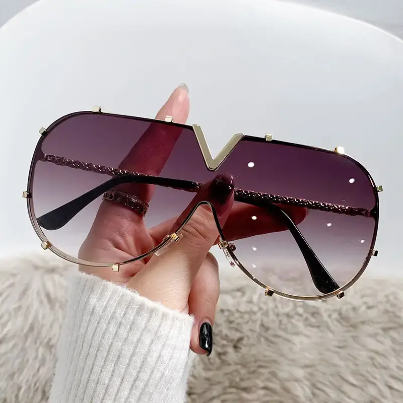 Women's Metal Frame Sunglasses with Colorful Lenses - Image 10