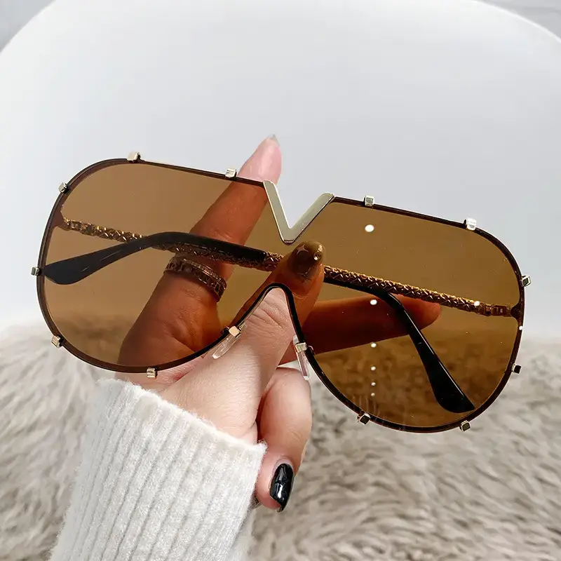 Women's Metal Frame Sunglasses with Colorful Lenses - Image 11