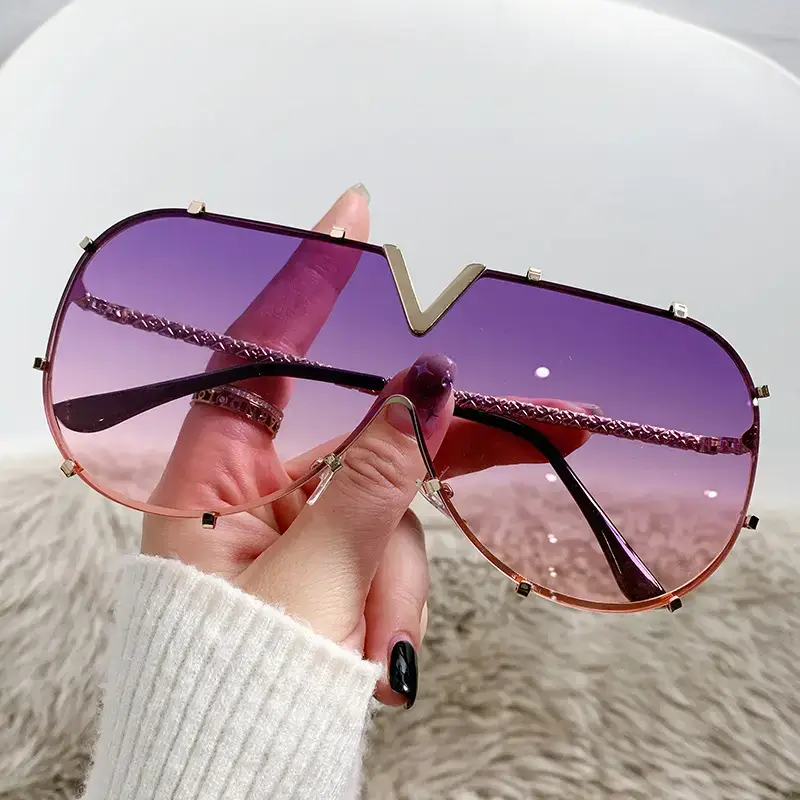 Women's Metal Frame Sunglasses with Colorful Lenses - Image 6