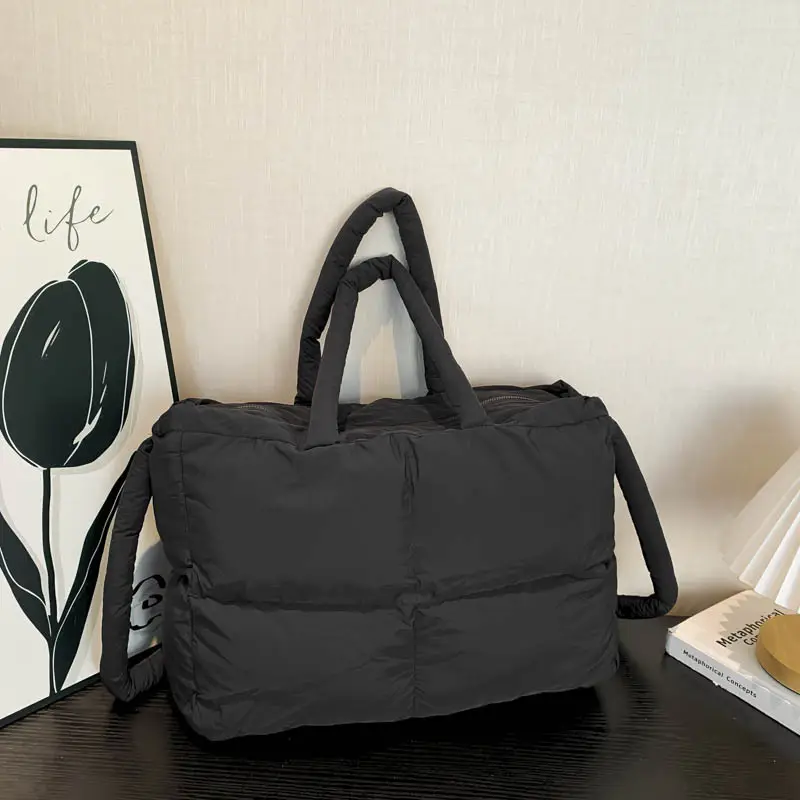 White Cotton Pillow Bag for Women Shoulder Carry - Image 9