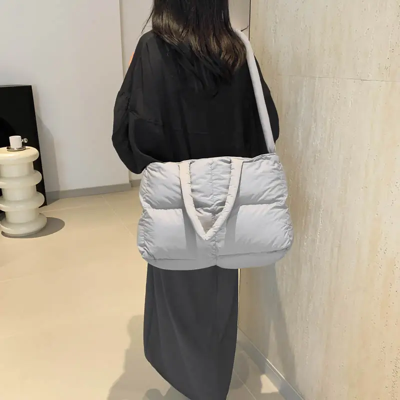 White Cotton Pillow Bag for Women Shoulder Carry - Image 10