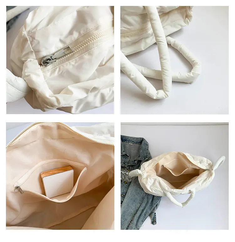 White Cotton Pillow Bag for Women Shoulder Carry — feature 12