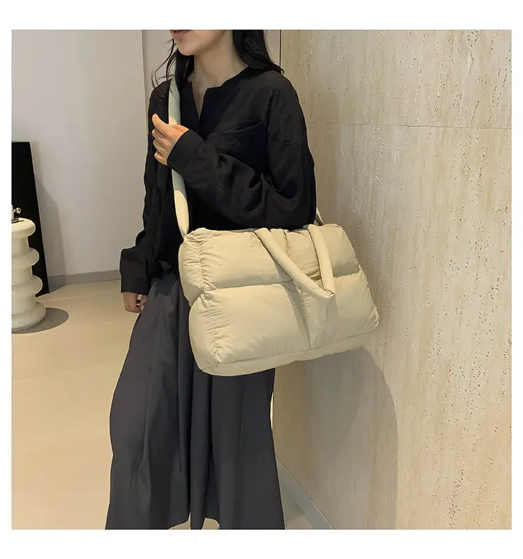 White Cotton Pillow Bag for Women Shoulder Carry — feature 27