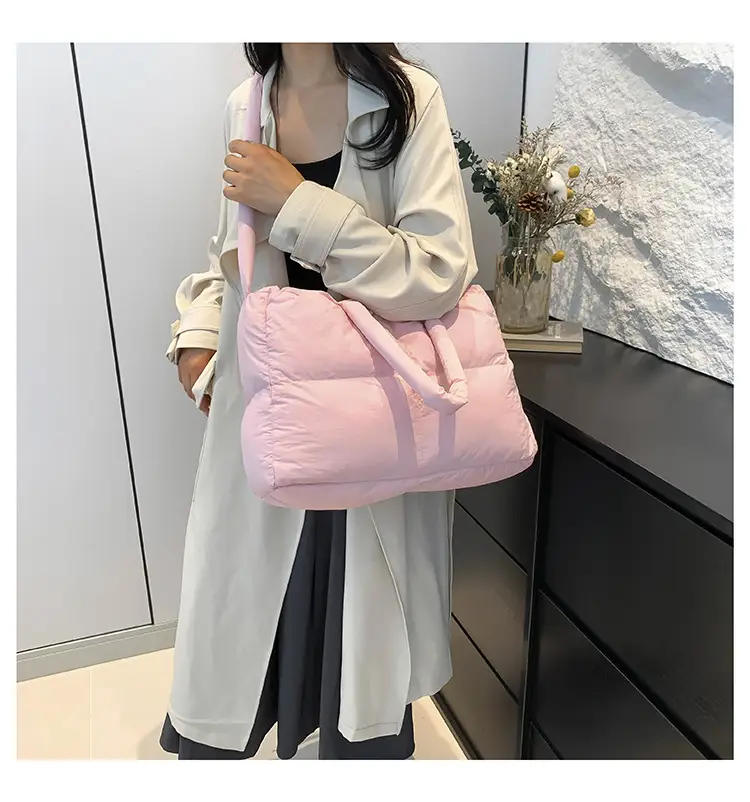 White Cotton Pillow Bag for Women Shoulder Carry — feature 35