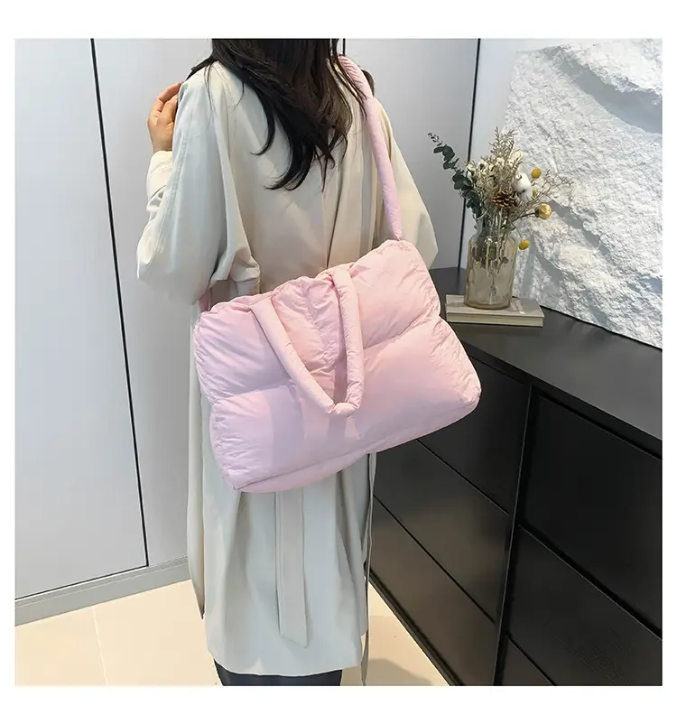 White Cotton Pillow Bag for Women Shoulder Carry — feature 36