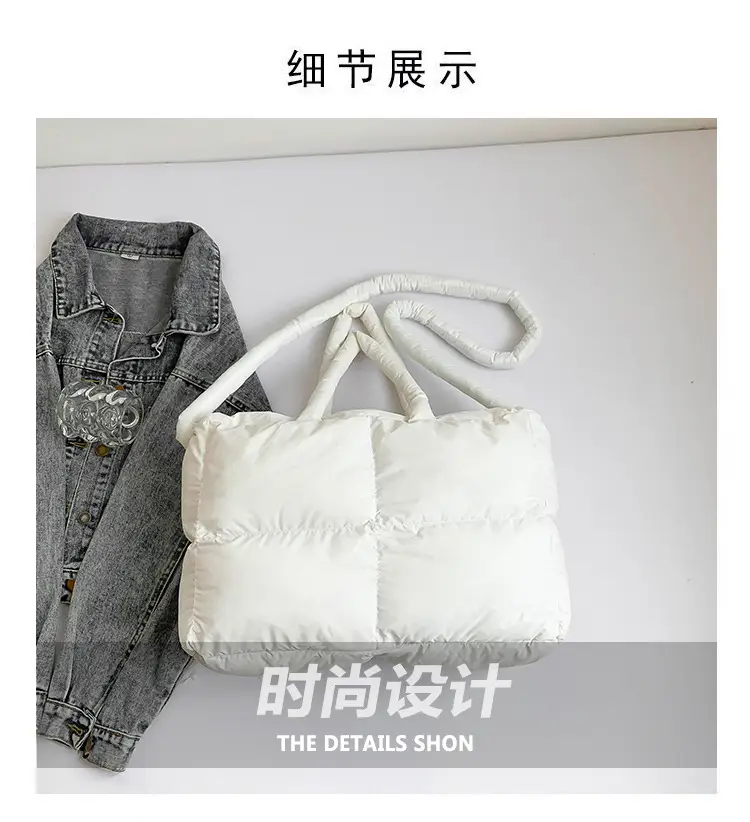 White Cotton Pillow Bag for Women Shoulder Carry — feature 5