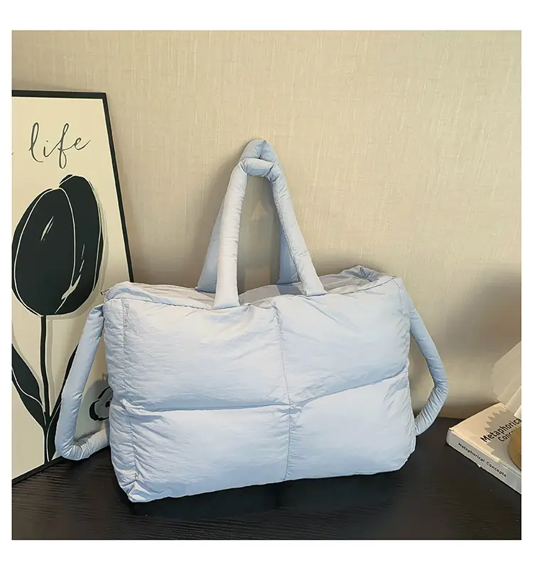 White Cotton Pillow Bag for Women Shoulder Carry - Image 4