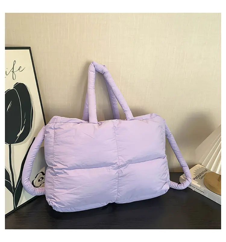 White Cotton Pillow Bag for Women Shoulder Carry - Image 5