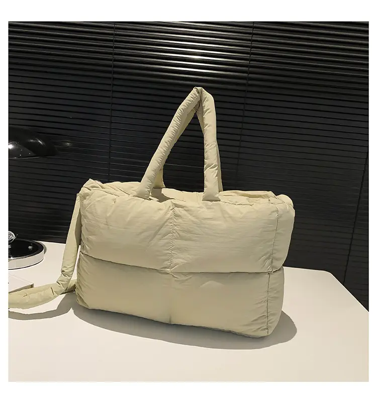 White Cotton Pillow Bag for Women Shoulder Carry - Image 6