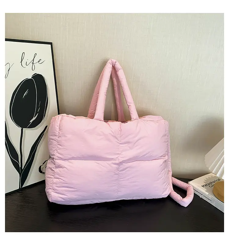 White Cotton Pillow Bag for Women Shoulder Carry - Image 7
