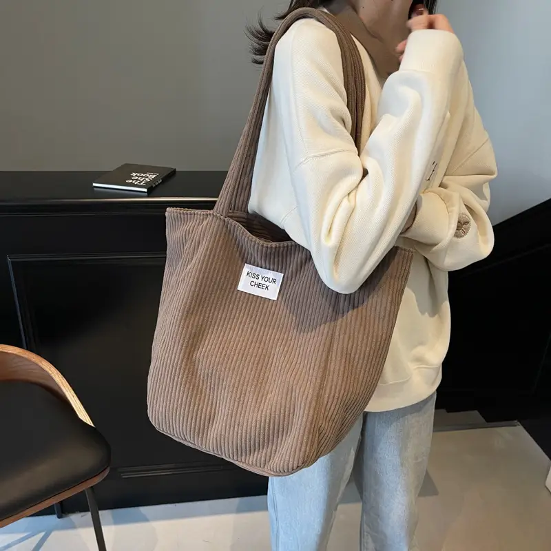 Corduroy Women's Shoulder Crossbody Bag Large Capacity - Image 3