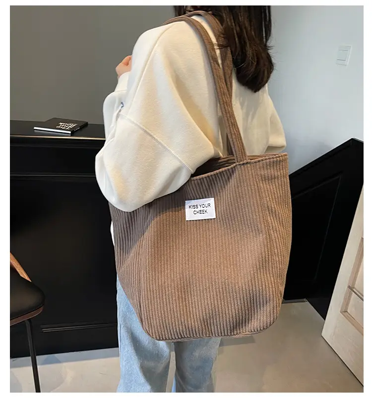 Corduroy Women's Shoulder Crossbody Bag Large Capacity — feature 1