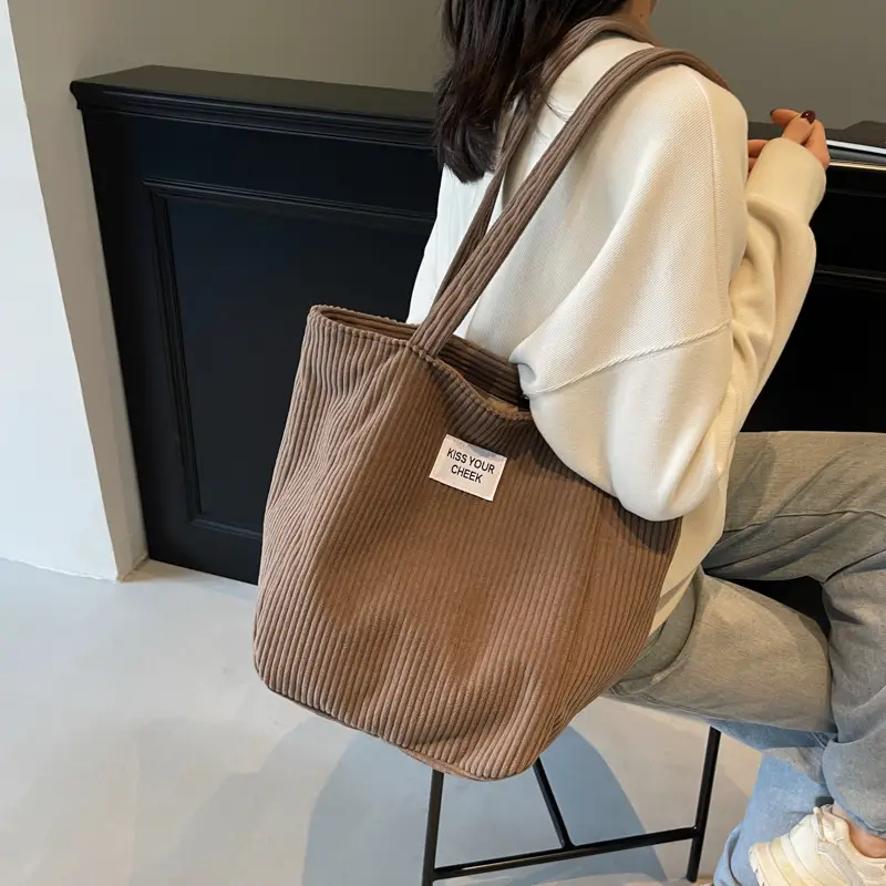 Corduroy Women's Shoulder Crossbody Bag Large Capacity — feature 12