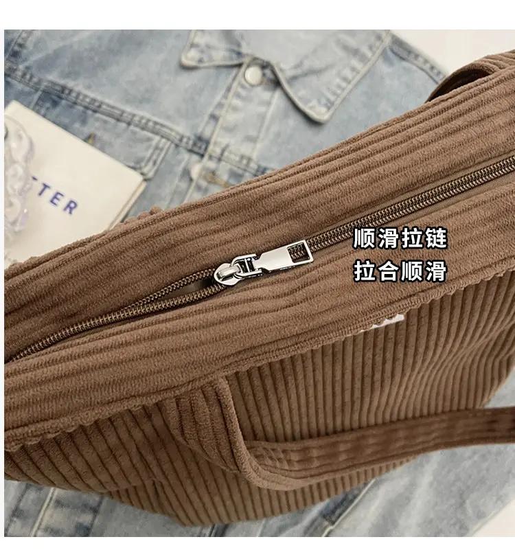 Corduroy Women's Shoulder Crossbody Bag Large Capacity — feature 3