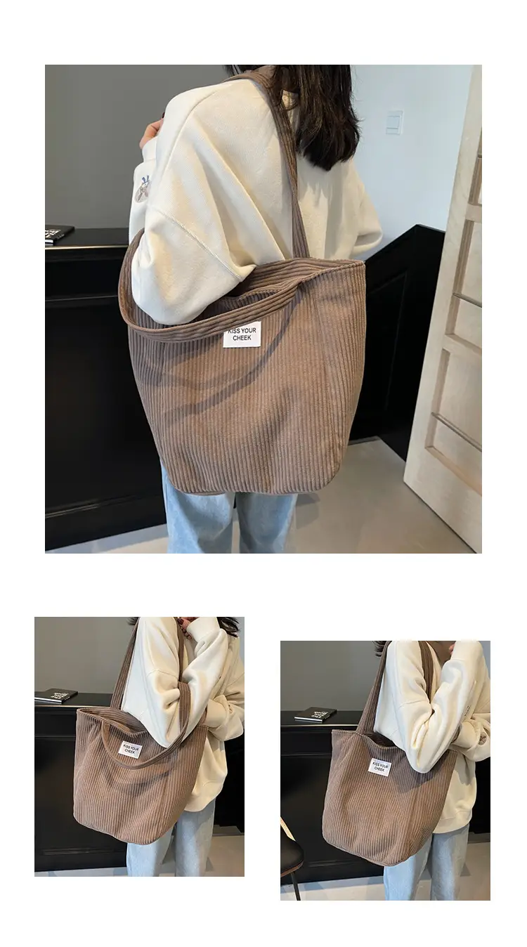 Corduroy Women's Shoulder Crossbody Bag Large Capacity — feature 8