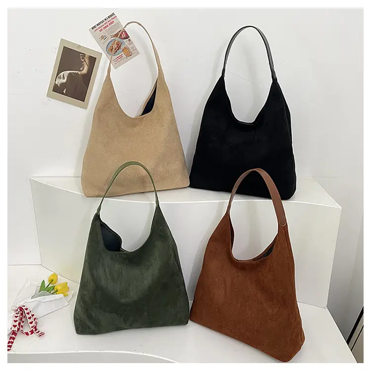 Women's Niche Suede Shoulder Bag Large Capacity Tan - Image 5