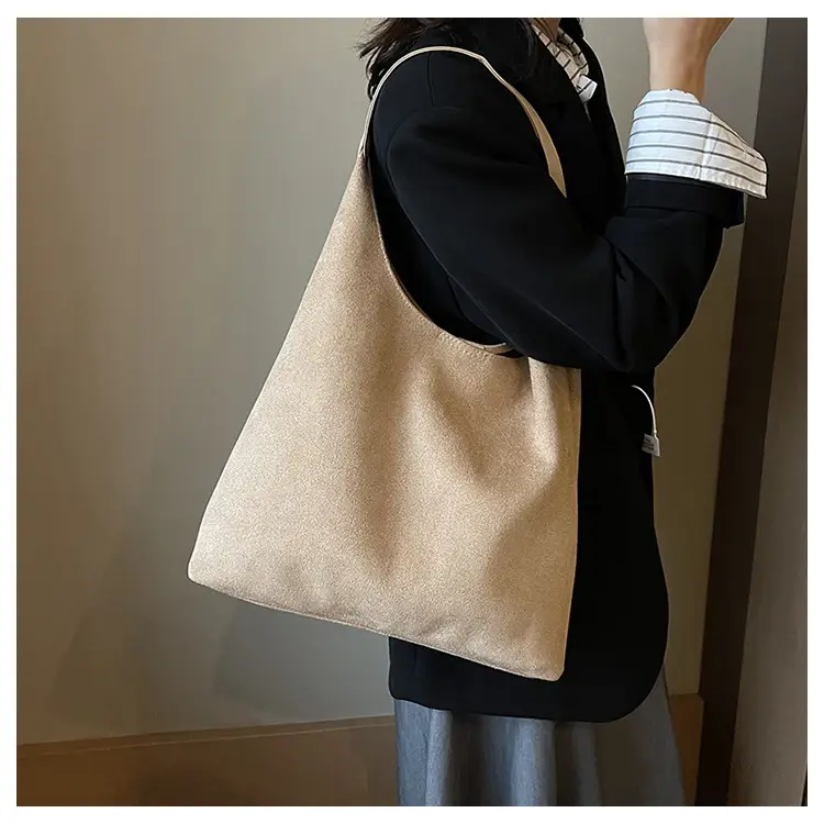 Women's Niche Suede Shoulder Bag Large Capacity Tan — feature 11