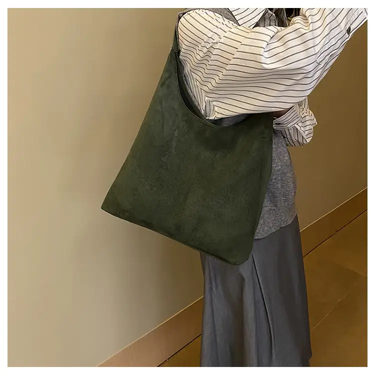 Women's Niche Suede Shoulder Bag Large Capacity Tan — feature 14
