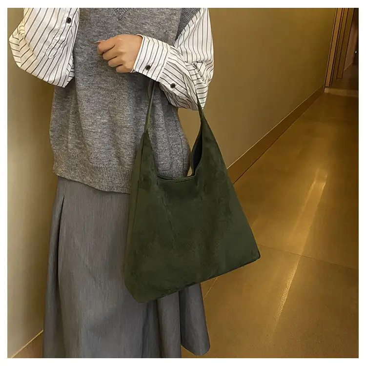 Women's Niche Suede Shoulder Bag Large Capacity Tan — feature 16