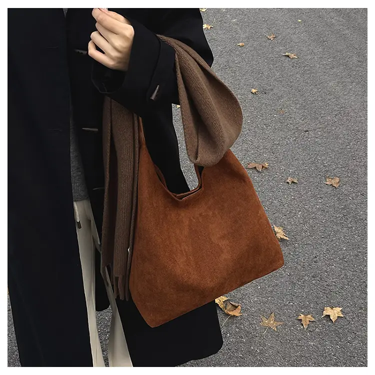 Women's Niche Suede Shoulder Bag Large Capacity Tan — feature 8