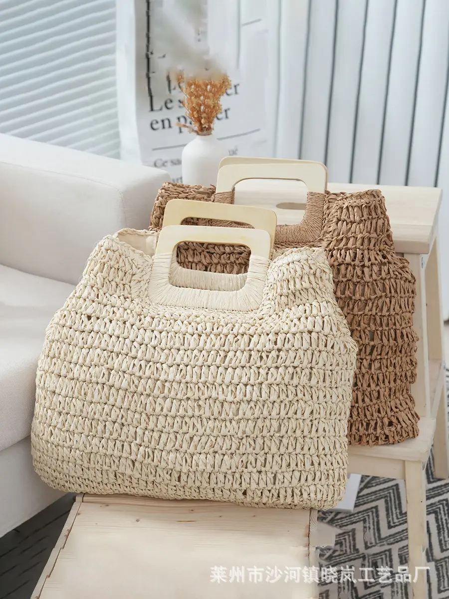 2024 Vintage Woven Straw Handbag Large Capacity - Image 4