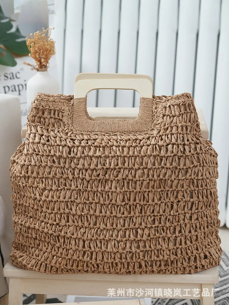 2024 Vintage Woven Straw Handbag Large Capacity - Image 5