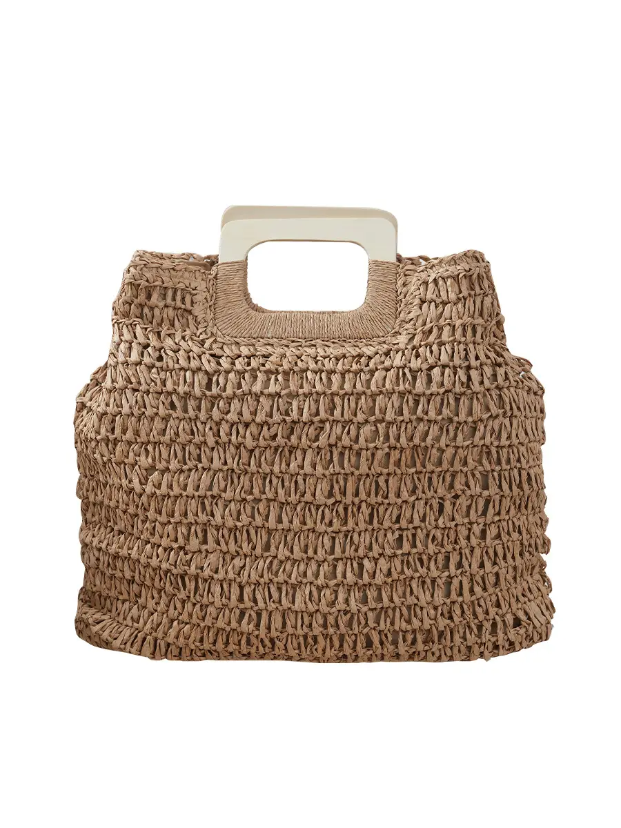 2024 Vintage Woven Straw Handbag Large Capacity - Image 7