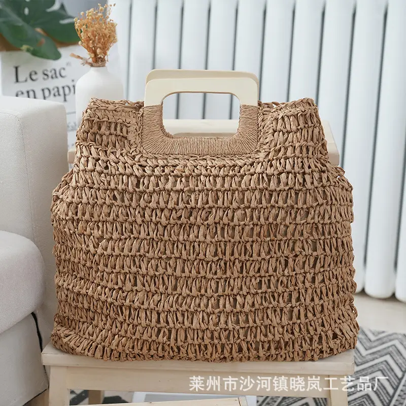 2024 Vintage Woven Straw Handbag Large Capacity - Image 2