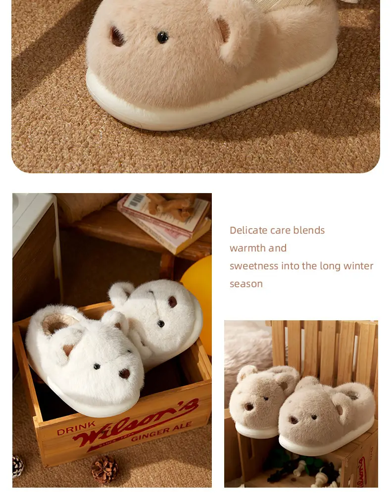 Qidan Shoe Factory Bag with Cotton Slippers Women's Winter Cute Home fleece-lined Warm Thickened Non-slip Couple's Cotton Shoes — feature 10