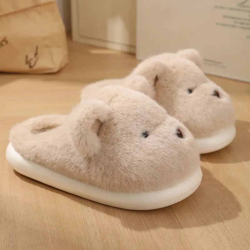 Qidan Shoe Factory Bag with Cotton Slippers Women's Winter Cute Home fleece-lined Warm Thickened Non-slip Couple's Cotton Shoes - Image 3